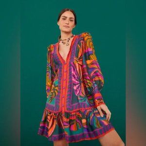 UNWORN. Farm Rio Graphic Foliage Mini Dress